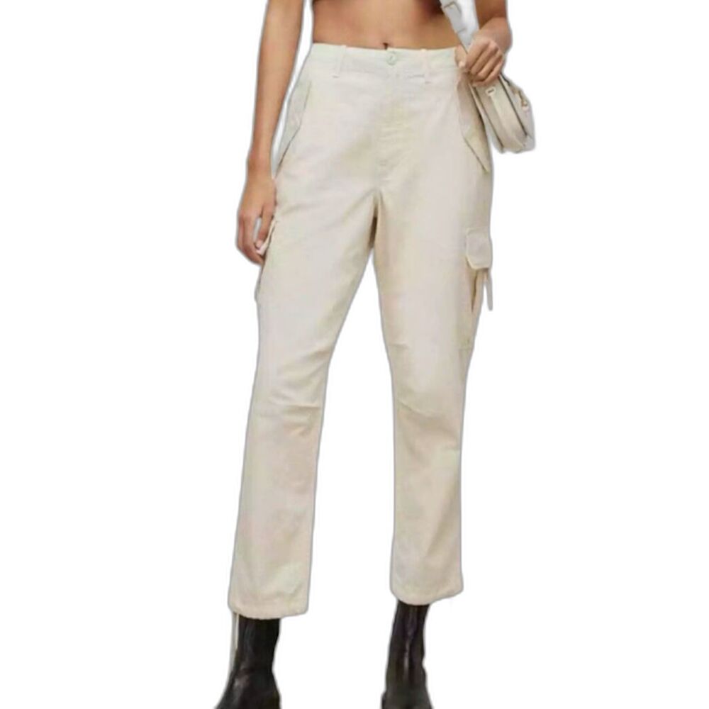 AllSaints Mel Natural Linen Cotton Combat Cargo Pants Utility Trousers